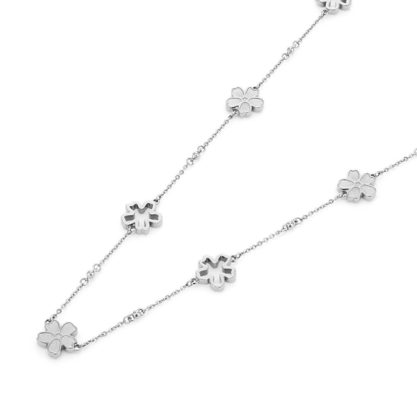 Forget Me Not Floral Silver Tone Necklace