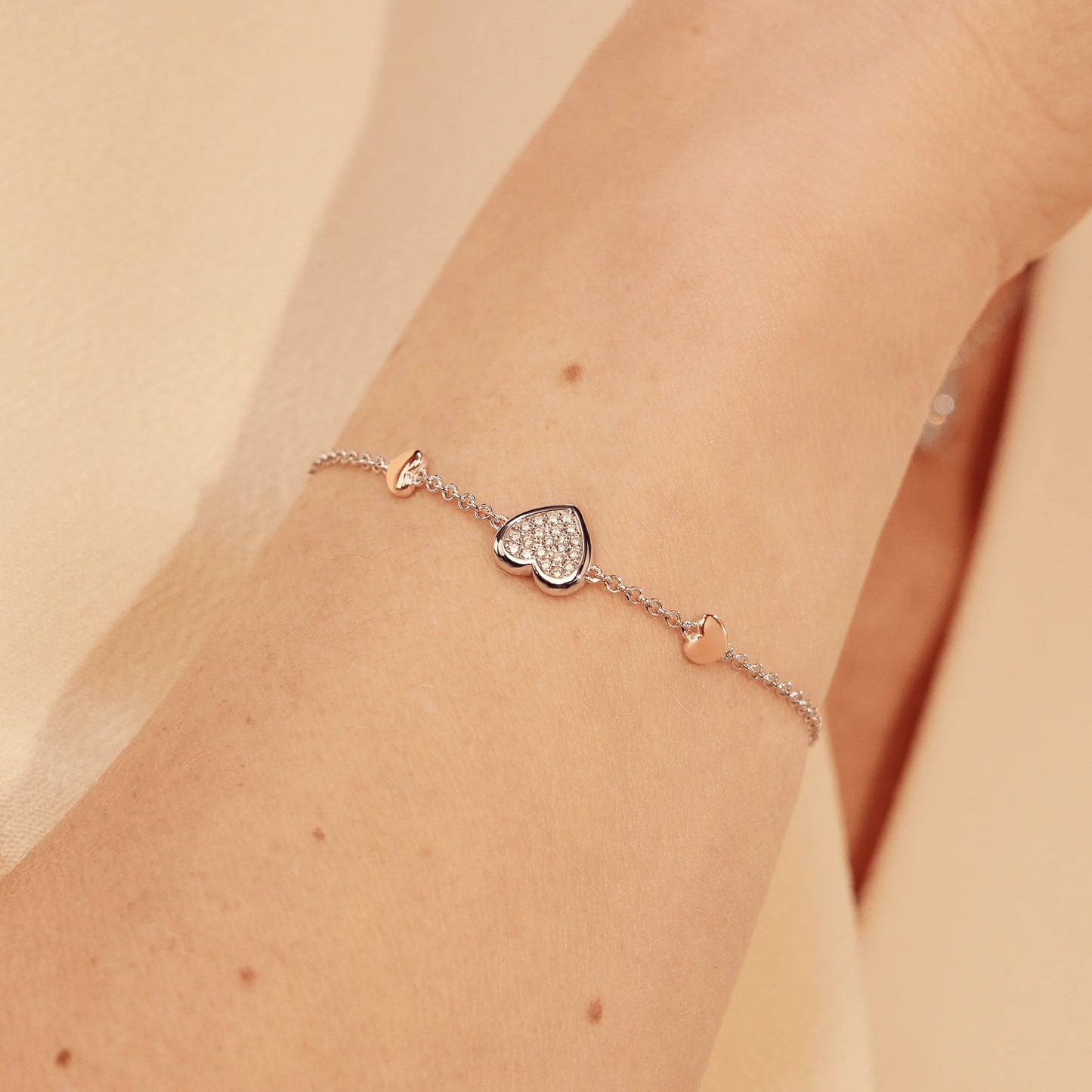 Forever Yours Sterling Silver Love Heart Bracelet with Swarovski Zirco