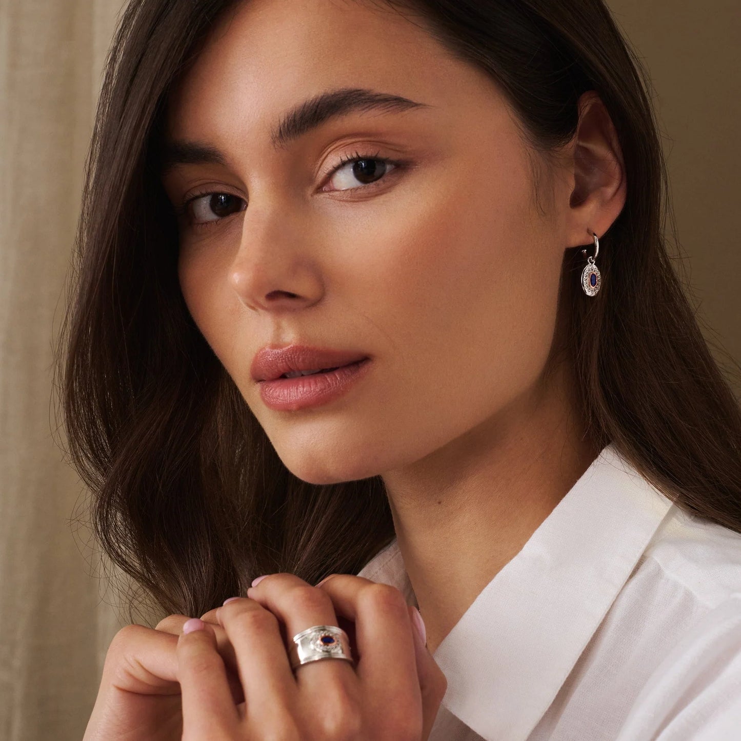 Royal Clogau Sterling Silver Diana Earrings with Sapphires & Topaz
