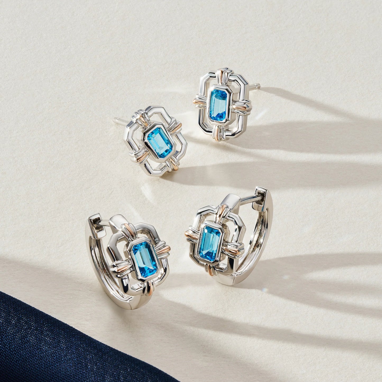 Royal Clogau Sterling Silver Gateways Stud Earrings with Swiss Blue Topaz
