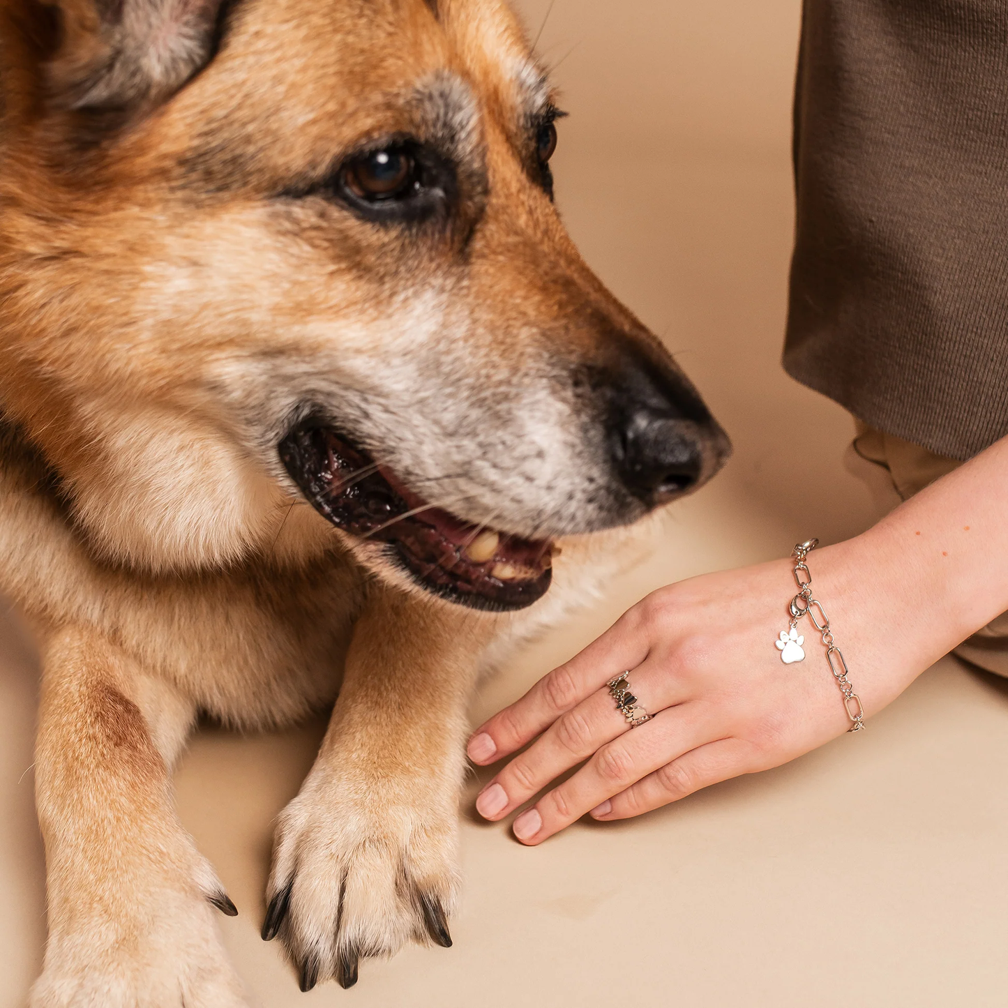 Paw Prints Sterling Silver Multi-Paw Ring with Topaz