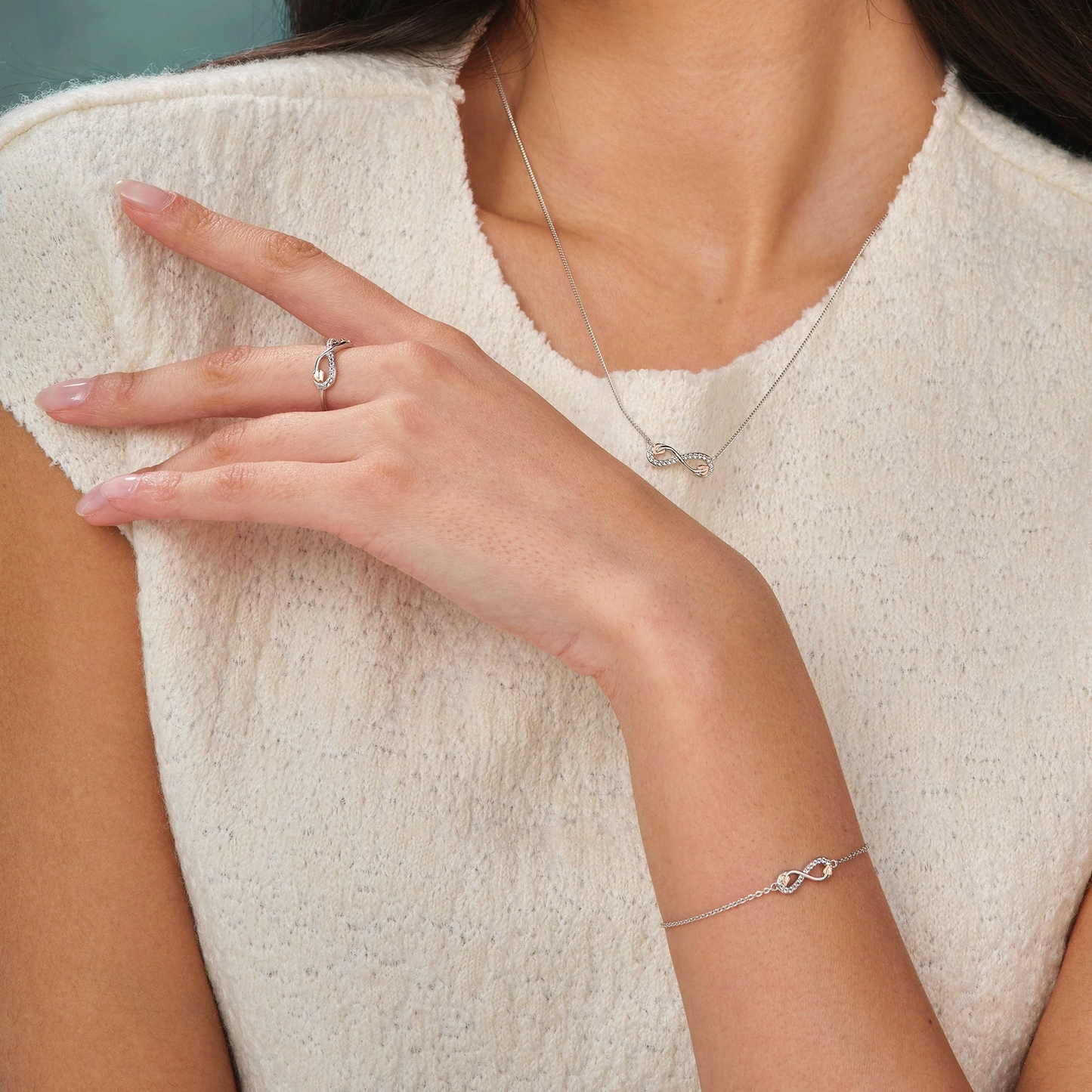 Tree of Life Sterling Silver Infinity Necklace with Topaz