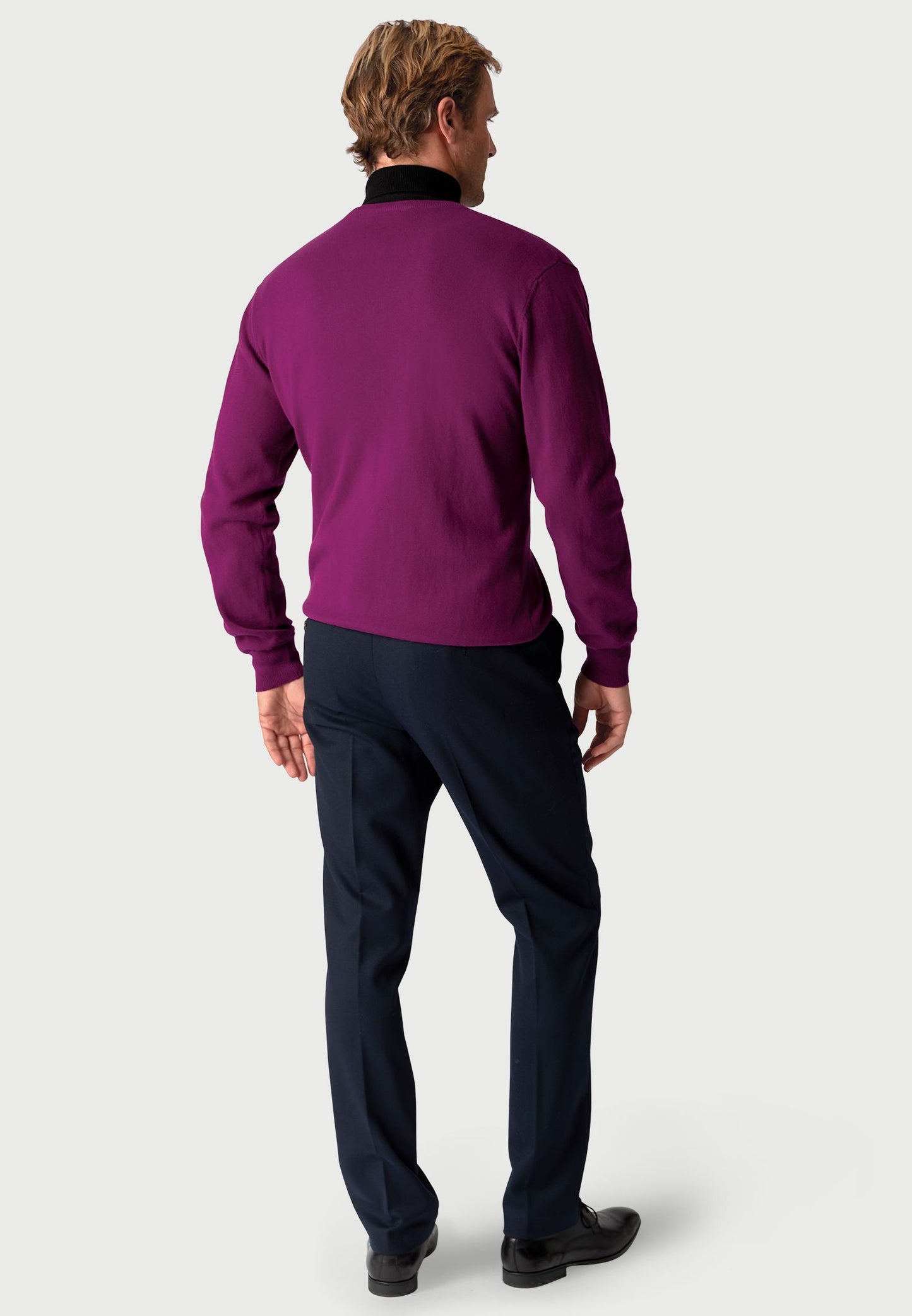 Devon Plum Cotton Merino Crew Neck Jumper