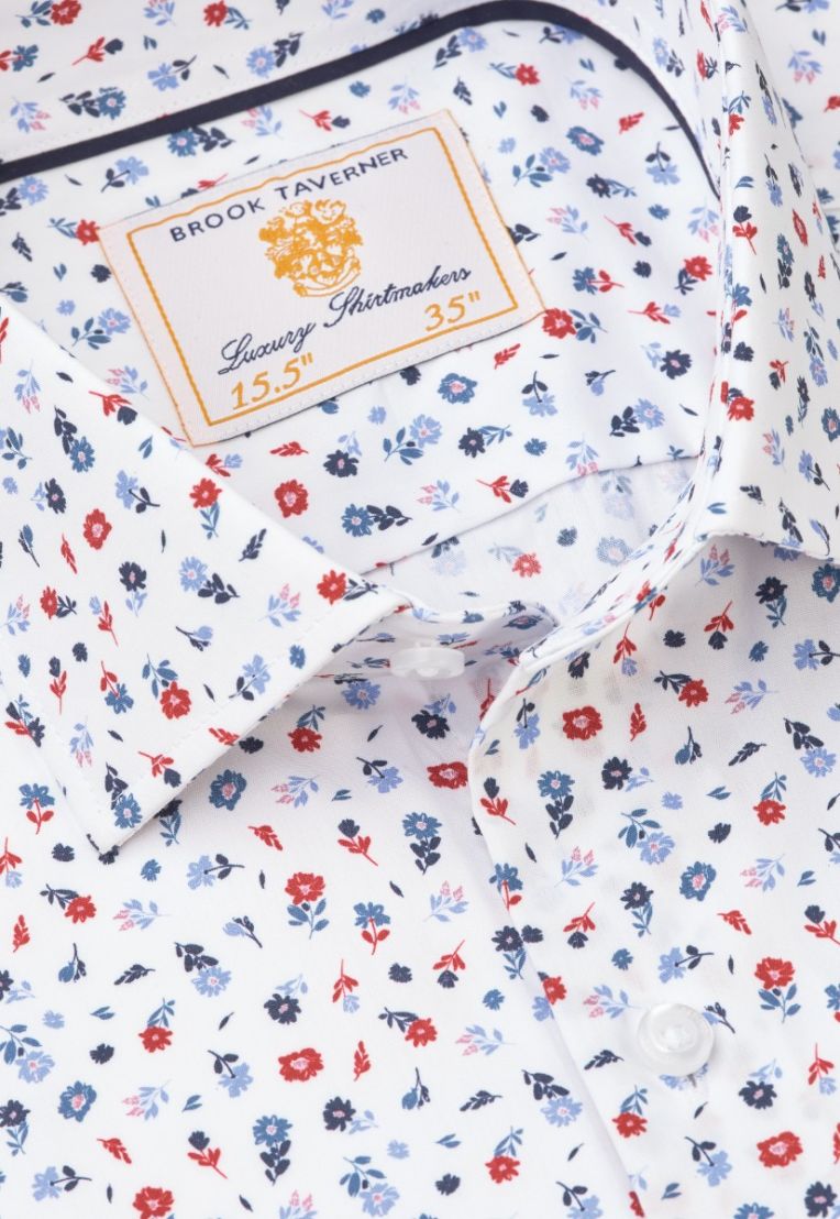 Regular Fit Red Ditsy Floral Shirt