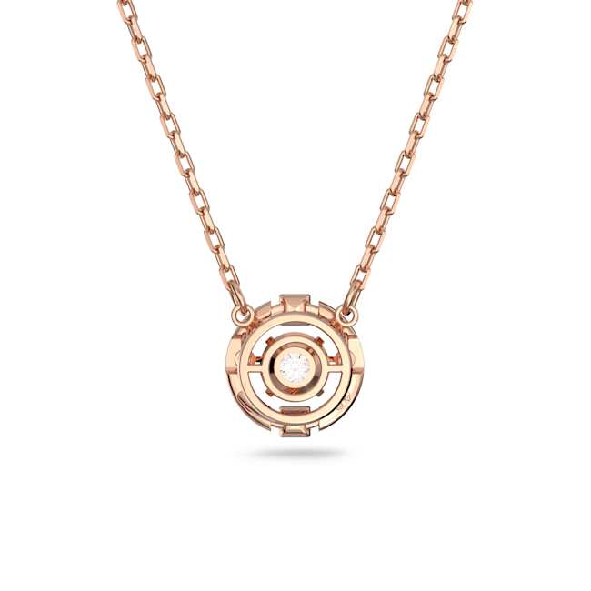 Sparkling Dance Round Rose Gold Necklace in Clear Crystal