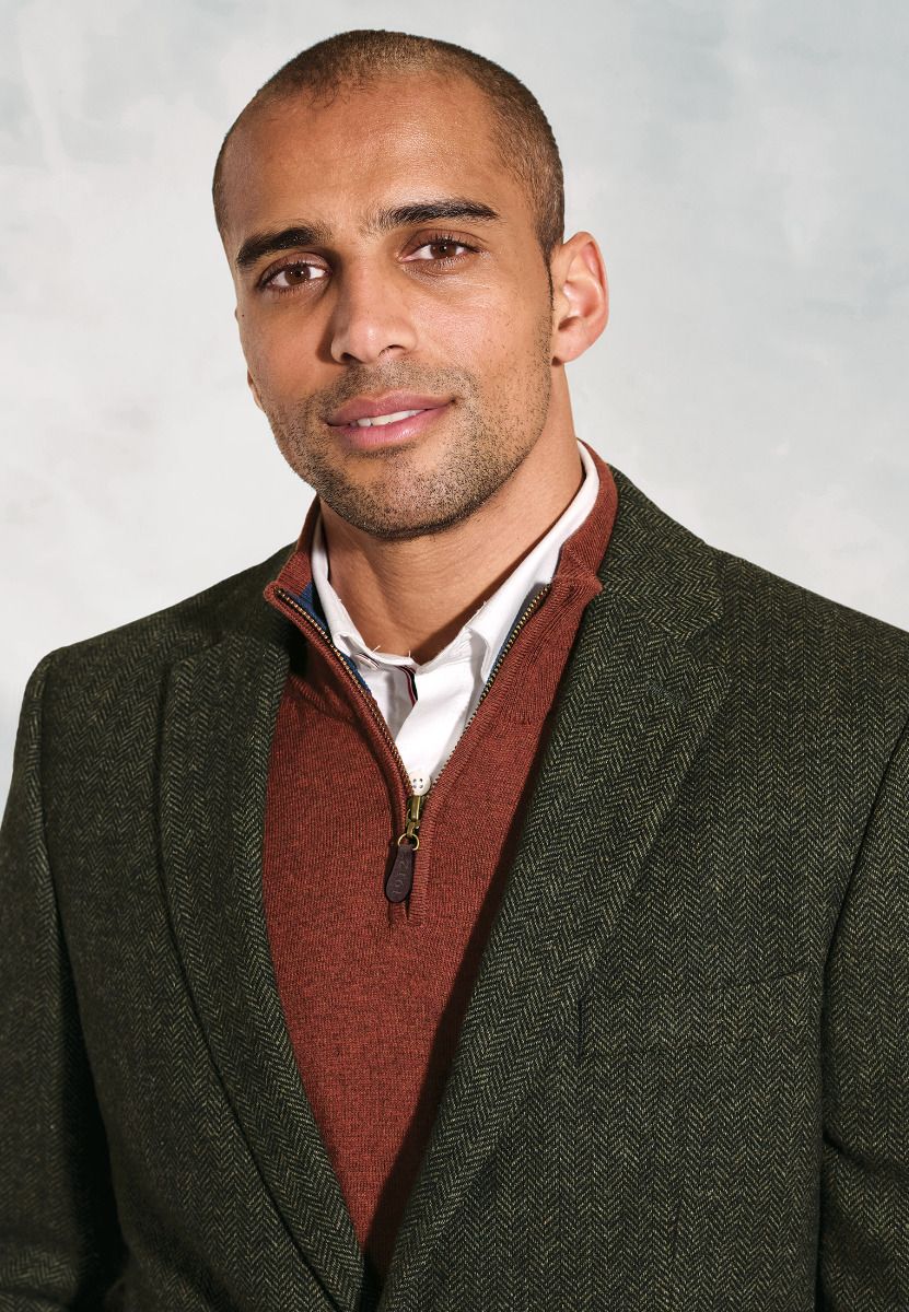 Regular Fit Dee Olive Herringbone Wool Blend Jacket