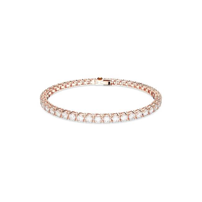 Matrix Tennis bracelet, Round cut, White, Rose gold-tone plated
