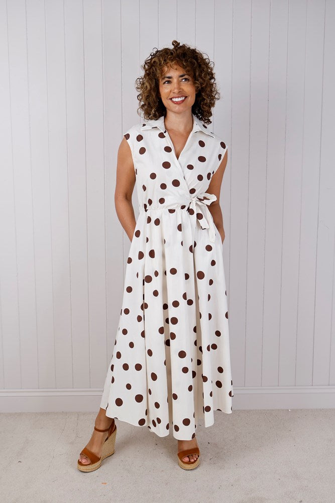 Cotton Cross Over Polka Dot Dress