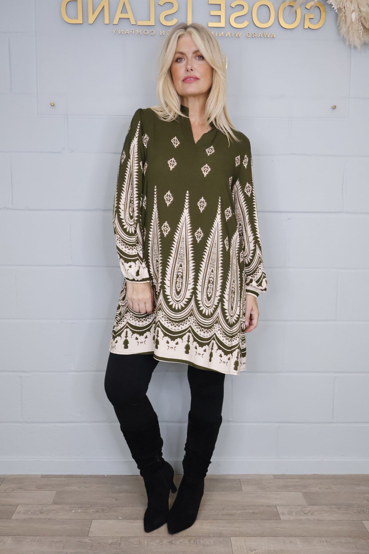 Aztec Paisley Tunic - Olive