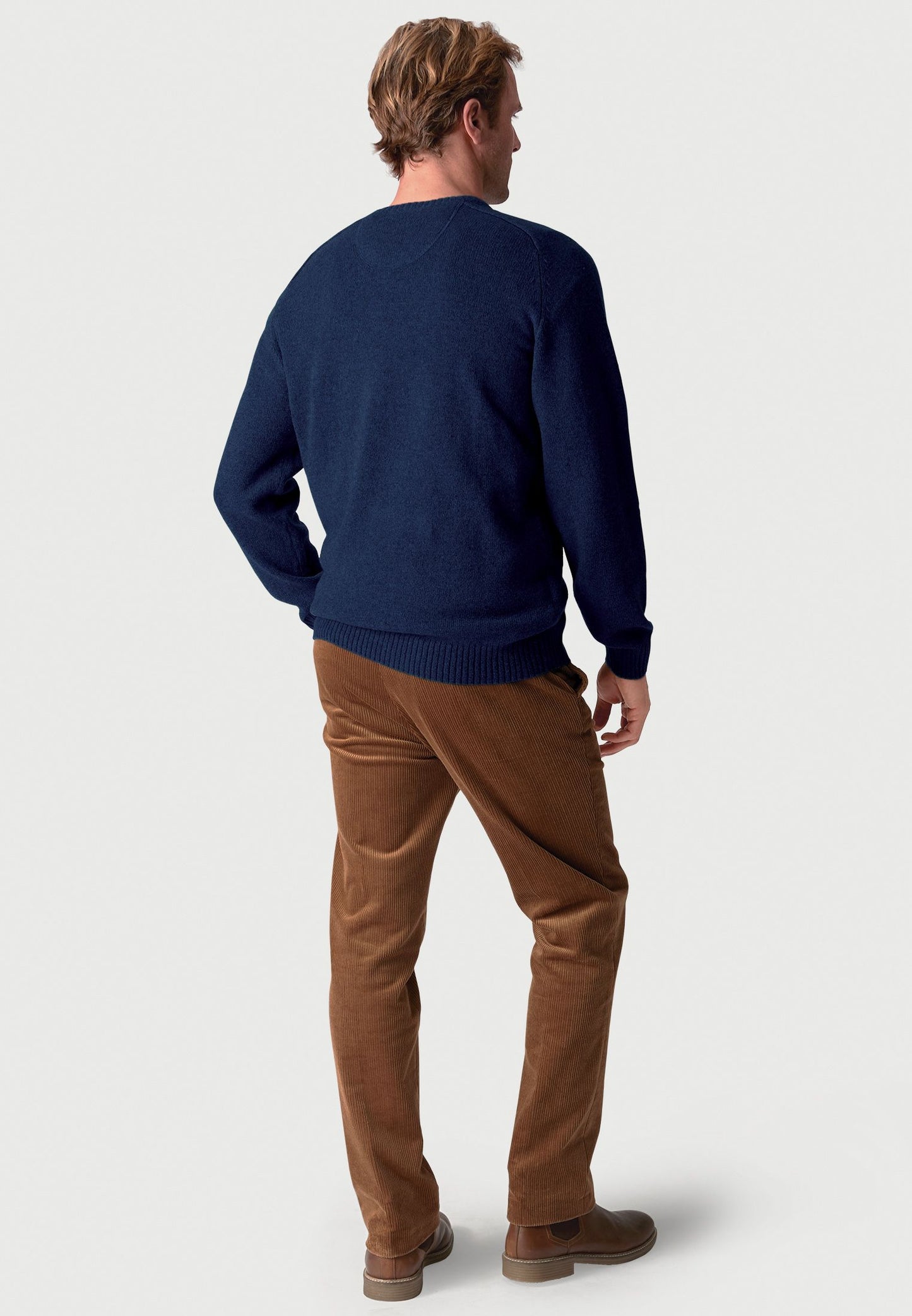 Barton Navy Lambswool V-Neck Jumper