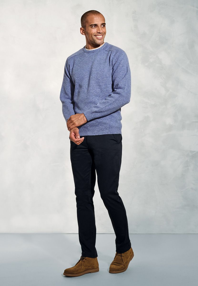 Charlbury Sky Blue Lambswool Crew Neck Jumper