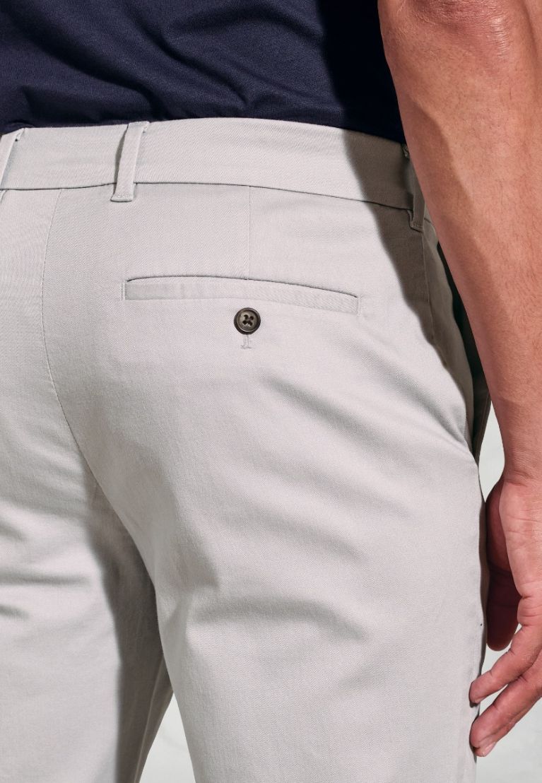 Tailored Fit Holland Silver Grey Sateen Cotton Stretch Trousers