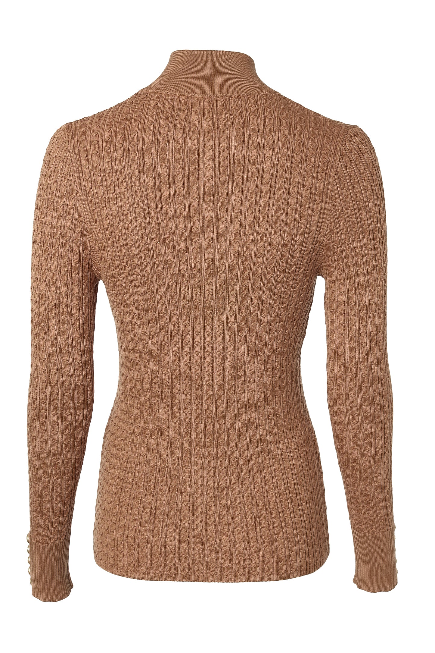 Ava Half Zip Knit Dark Camel Marl