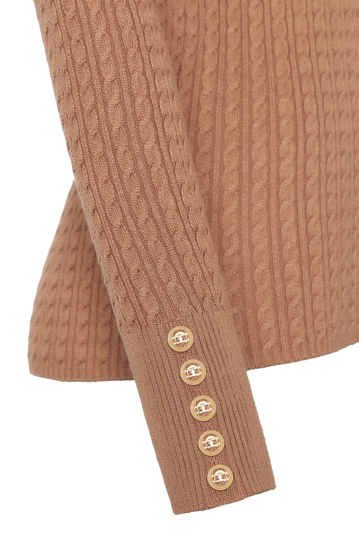 Ava Half Zip Knit Dark Camel Marl