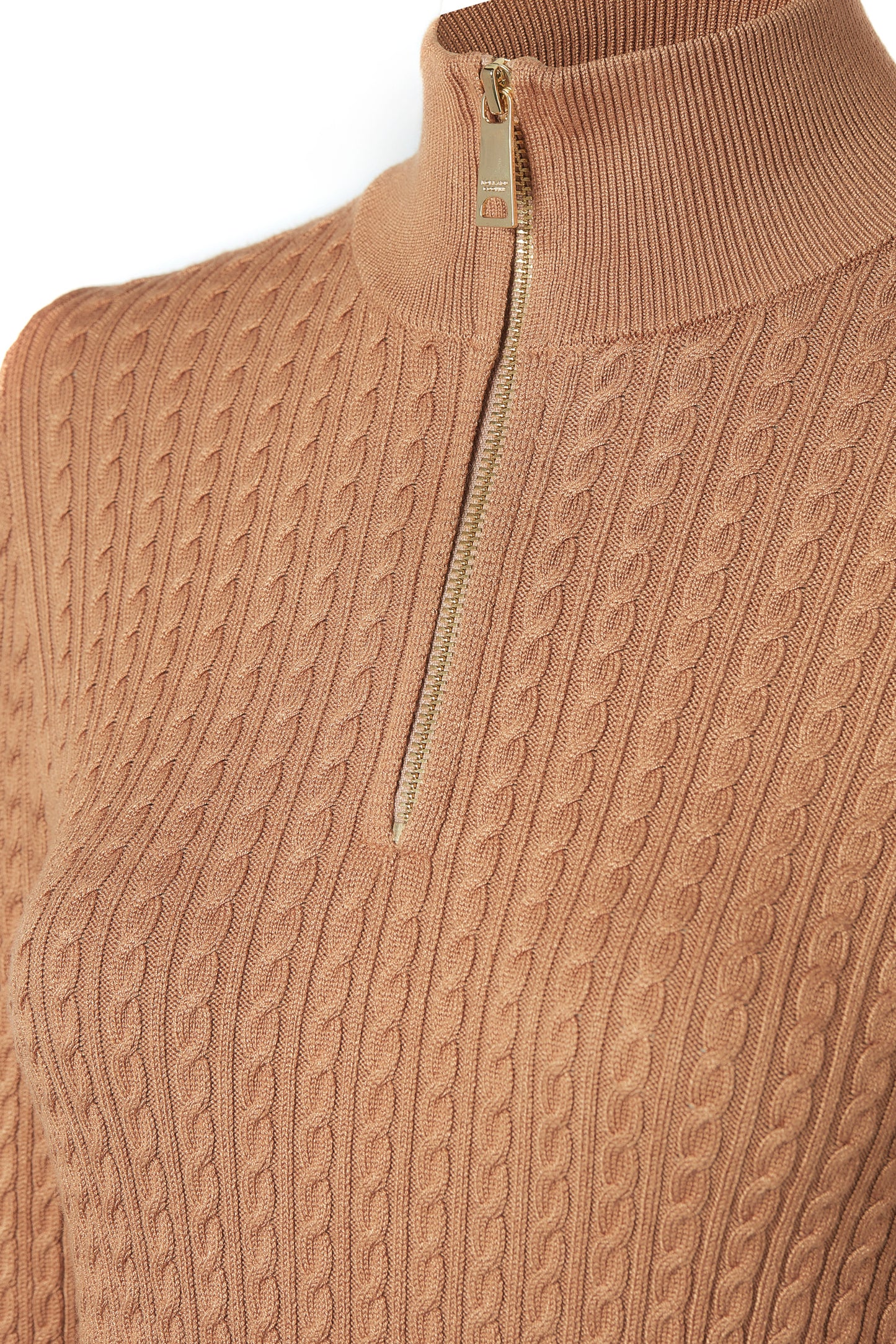 Ava Half Zip Knit Dark Camel Marl