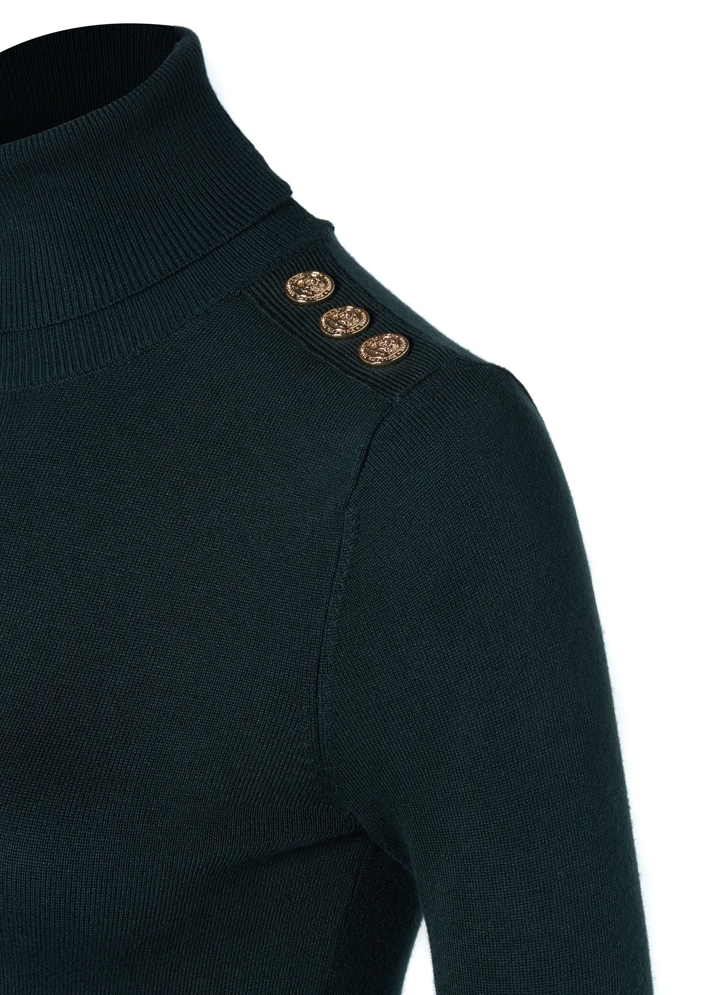 Buttoned Knit Roll Neck