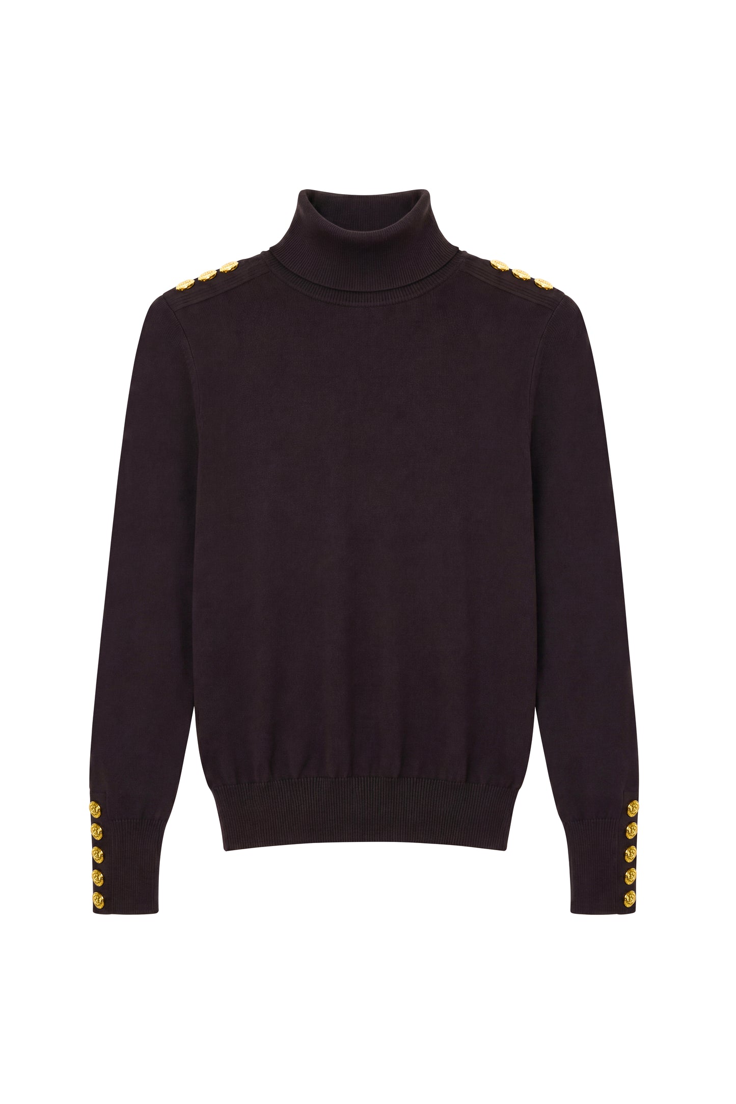 Buttoned Knit Roll Neck