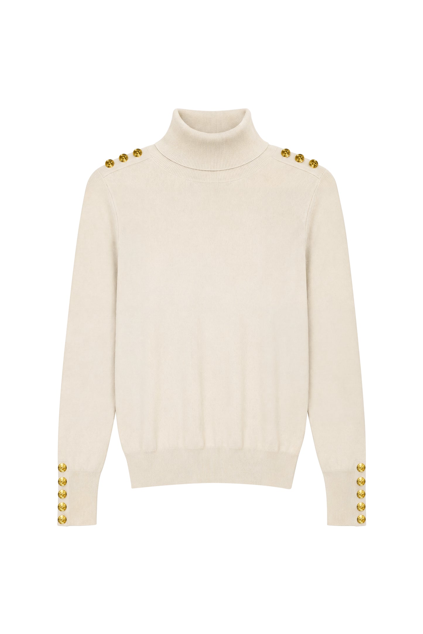 Buttoned Knit Roll Neck
