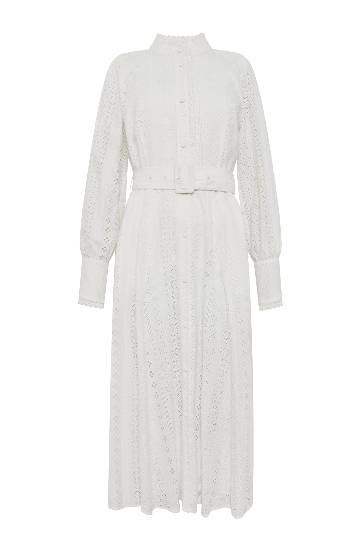 Aimee Collarless Broderie Dress
