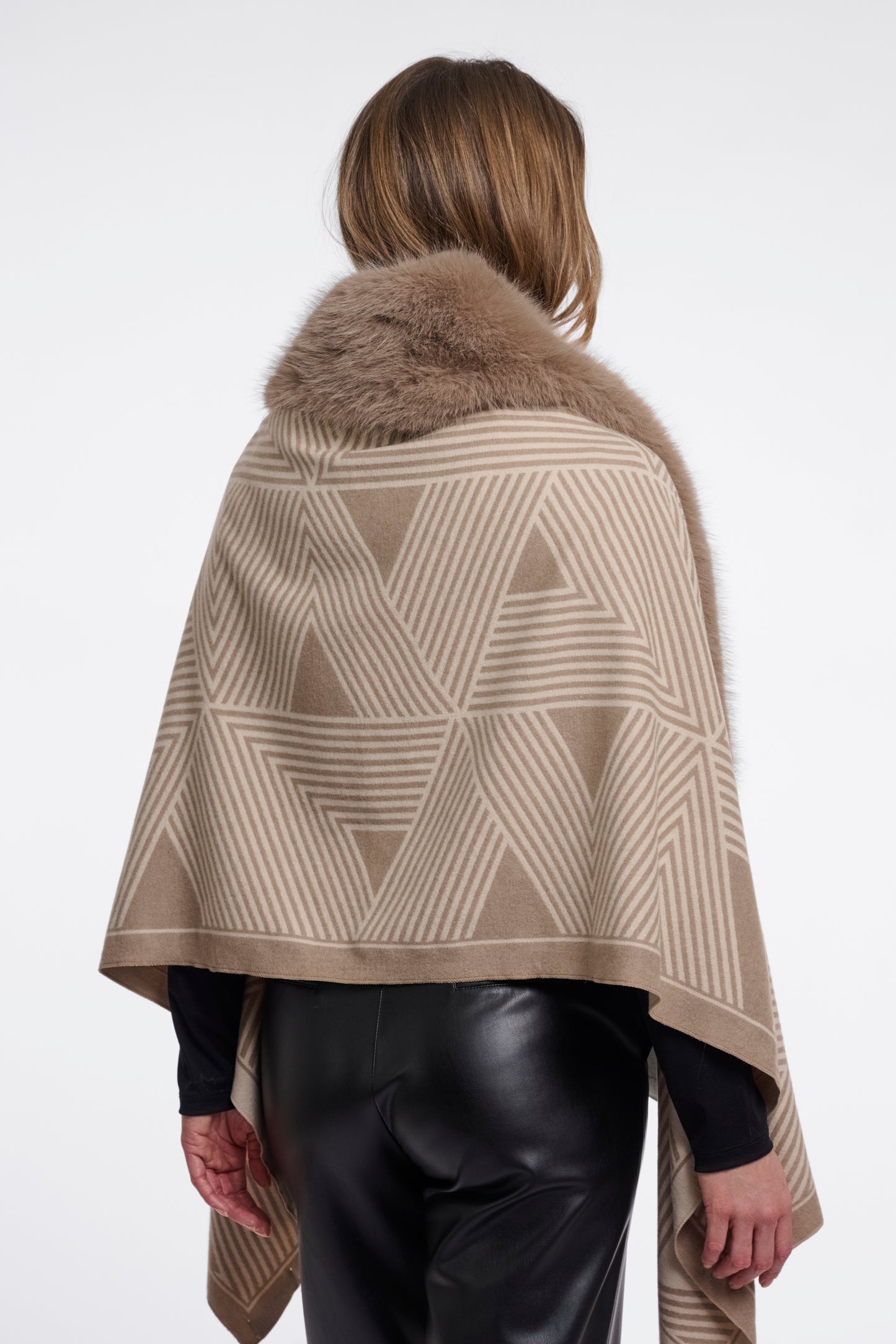 Printed Faux Fur Cape