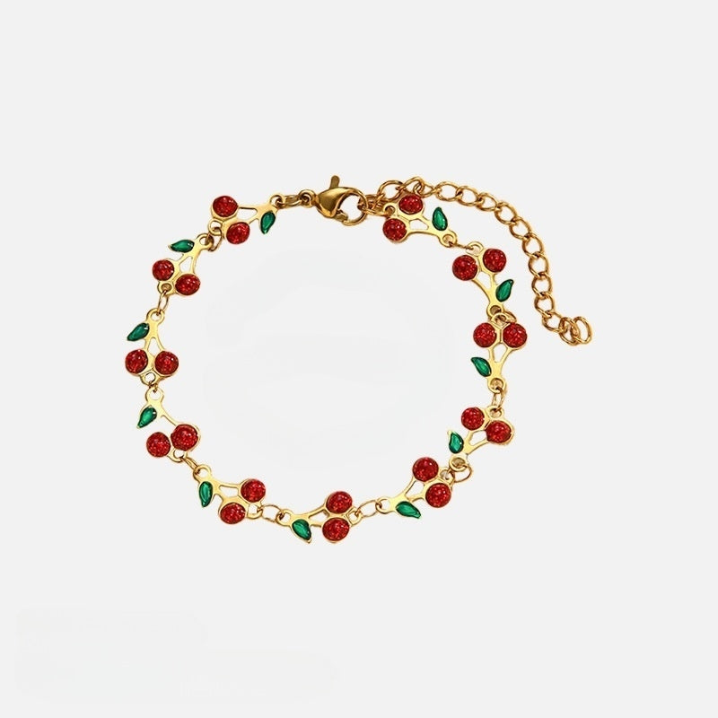 Glitter Cherry Link Bracelet