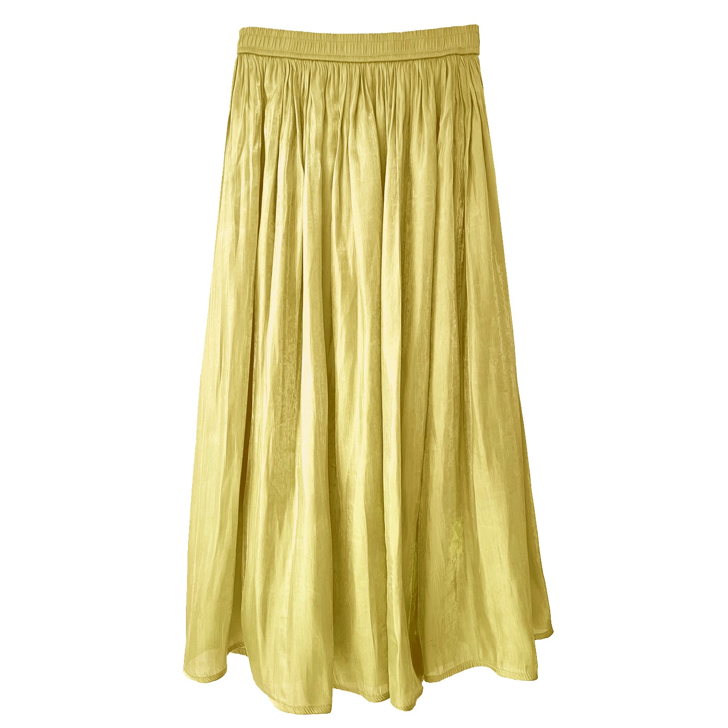 Shimmer Silk Pleat Skirt in Citrine