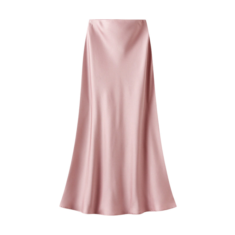 Satin slip skirt in soft pink- Medium