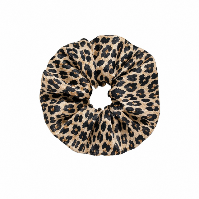 Extra large silky scrunchie in brown leopard