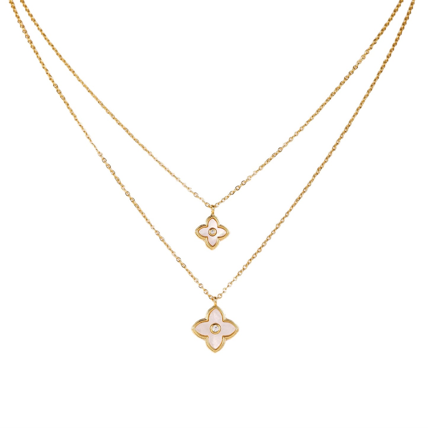 GOLD PLATED NECKLACE WITH CUBIC ZIRCONIA STONES
