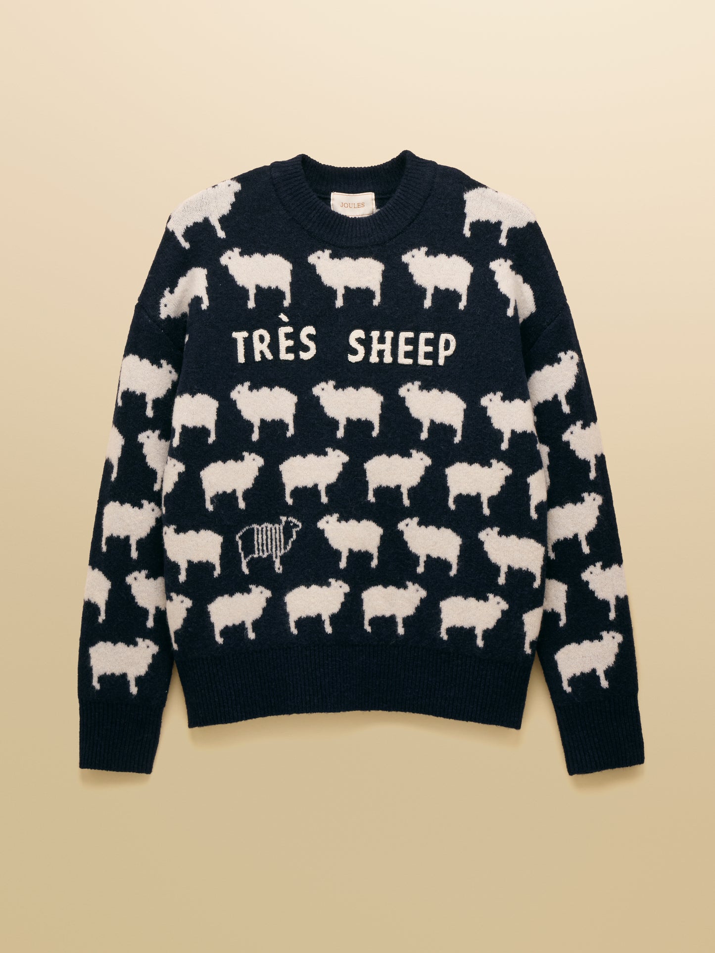 Intarsia Knitted Tres Sheep Relaxed Fit Jumper with Crew Neck