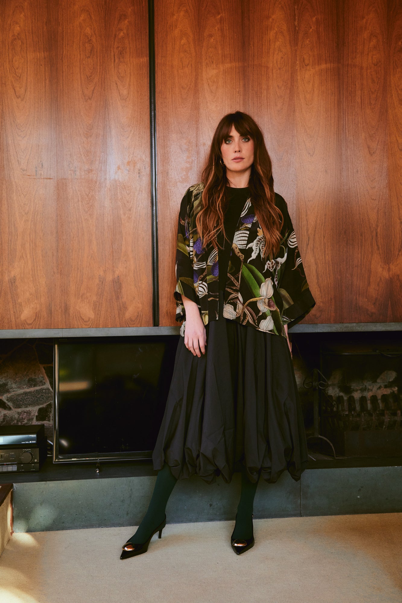 Orchid Black Crepe Kimono