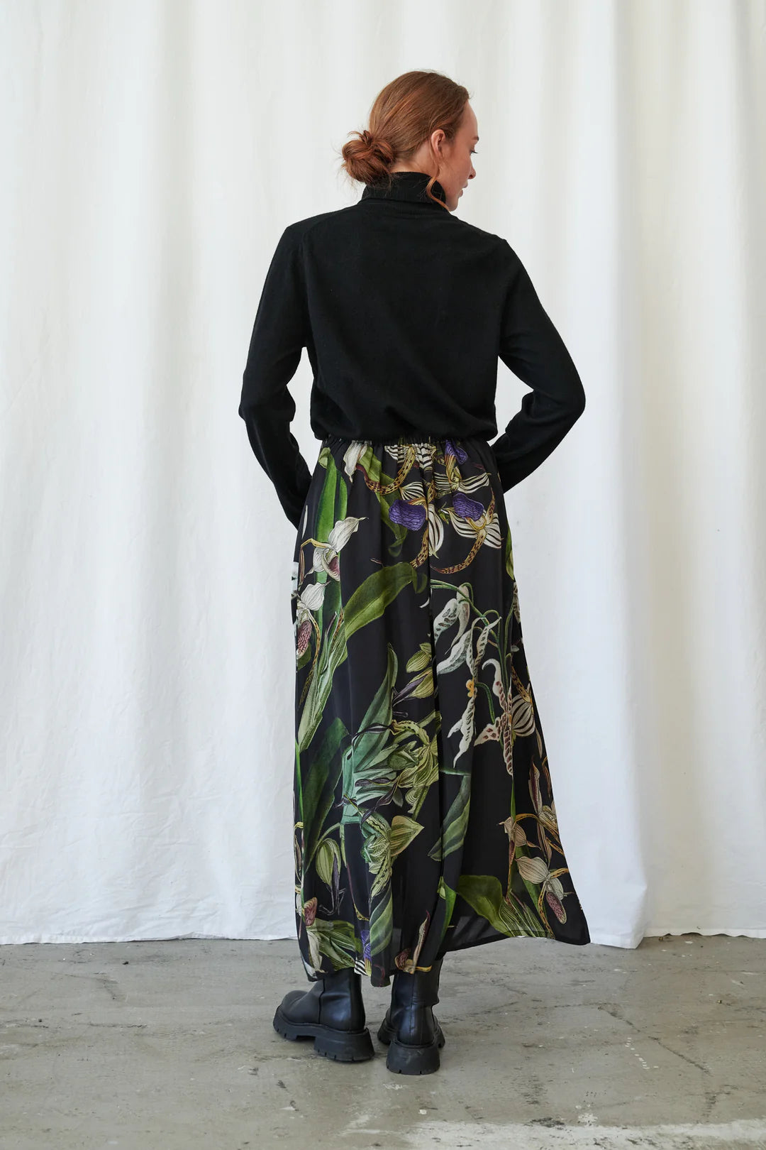 Orchid Black A-line Maxi Skirt M/L