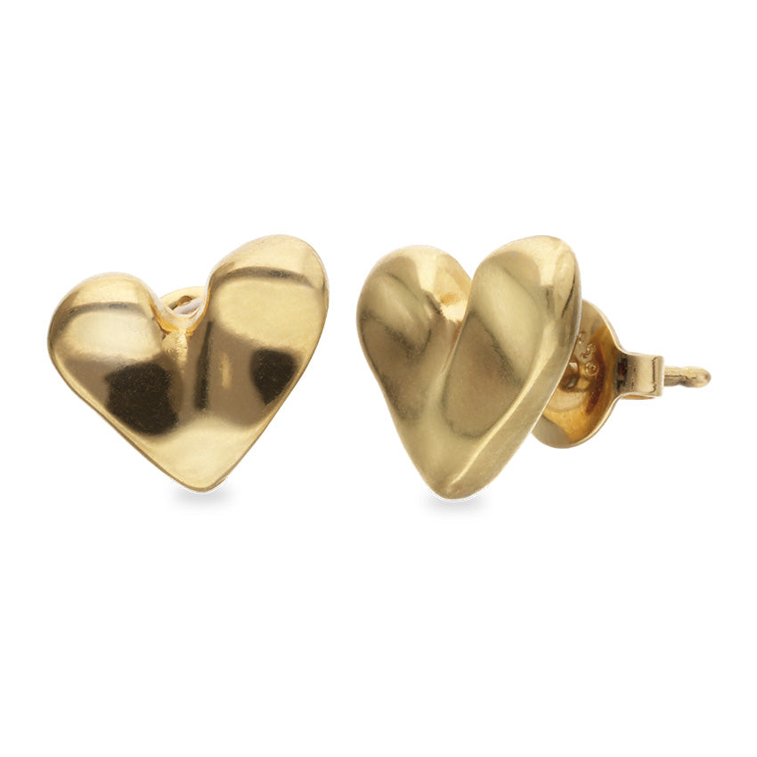 Heart stud earrings 18k gold plated