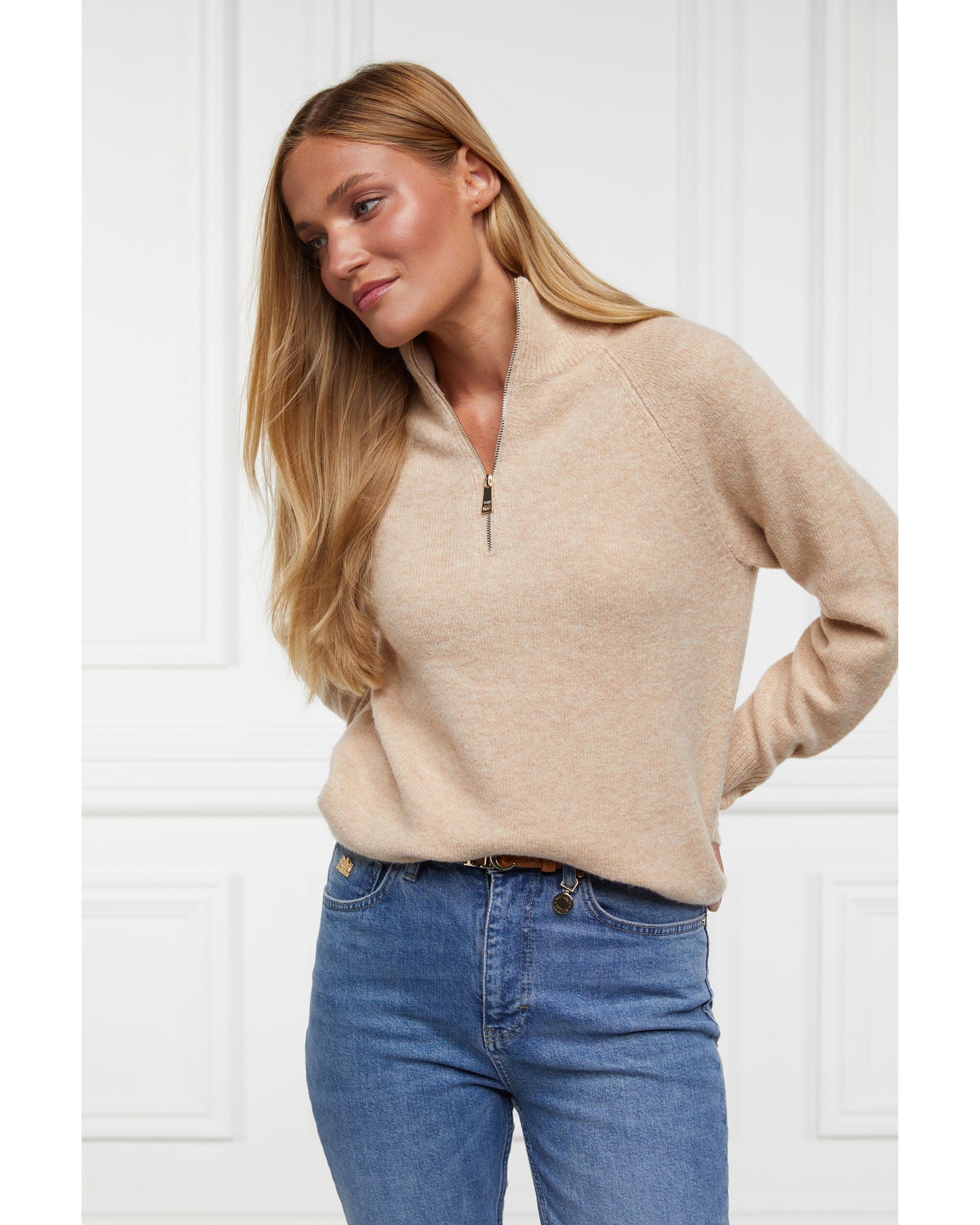 Tori Half Zip Knit (Camel)