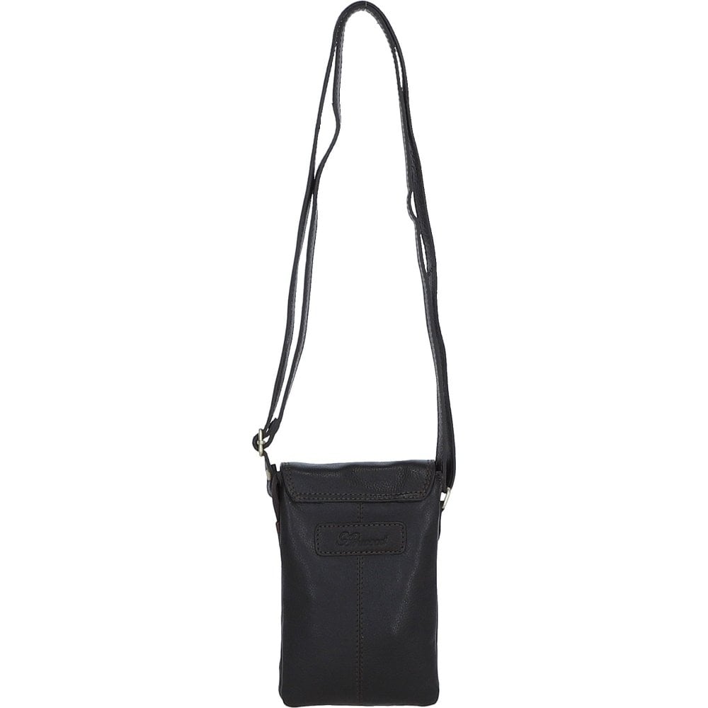 Leather Crossbody Smart Phone Bag - Brown