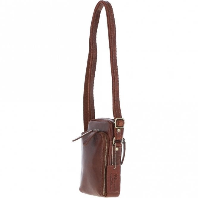 Leather Crossbody Smartphone Bag Chestnut: K-41