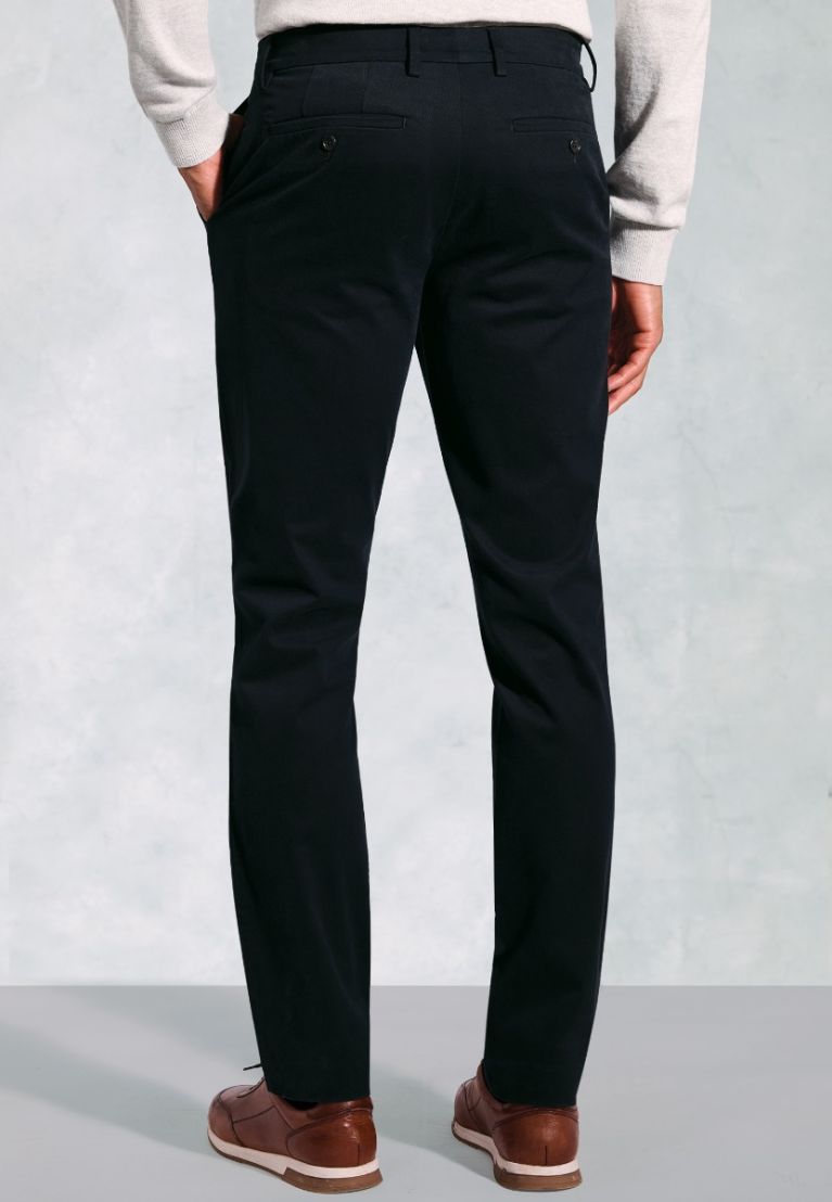 Regular Fit Bolt Navy Italian Fine Twill Stretch Cotton Chinos