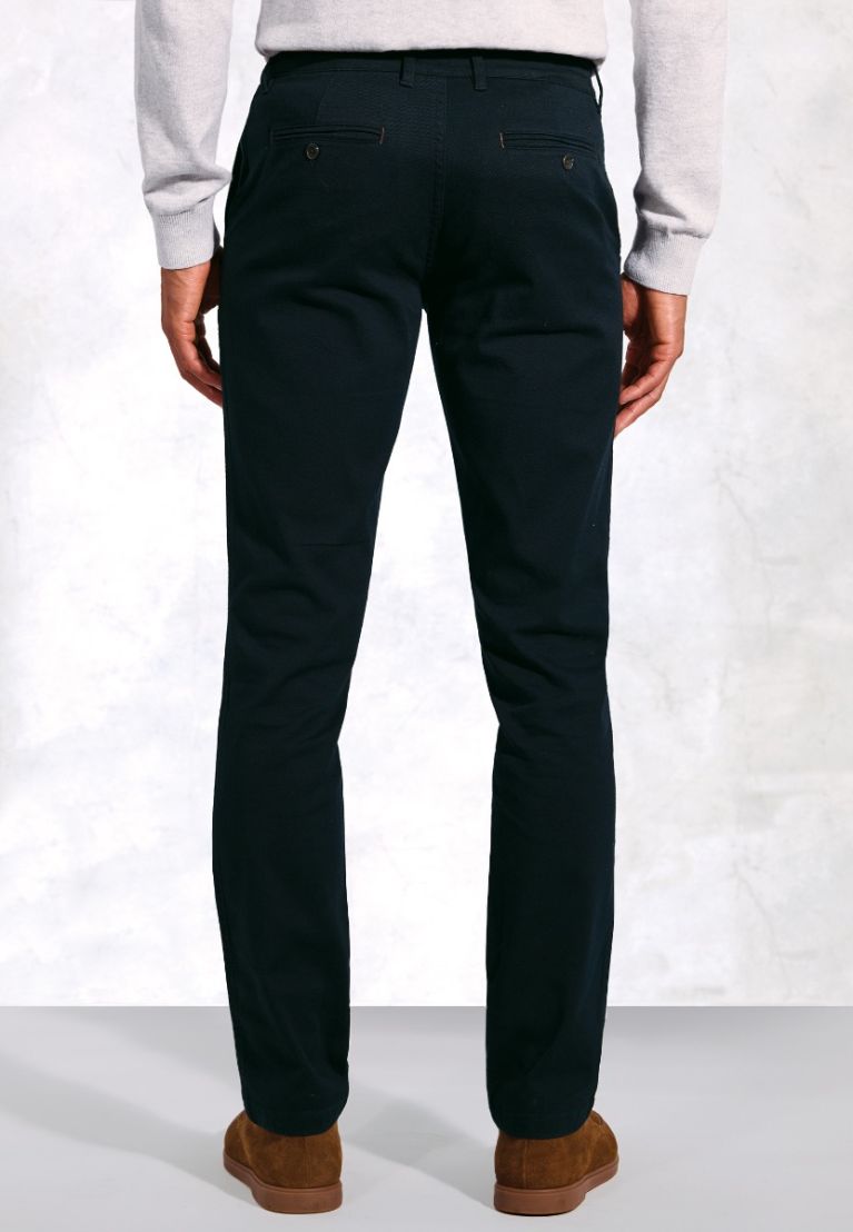 Regular Fit Christie Navy Cavalry Twill Stretch Cotton Trousers