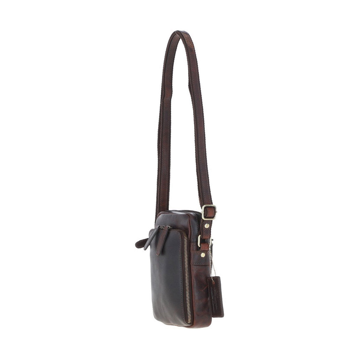 Leather Crossbody Smartphone Bag Brown: K-41
