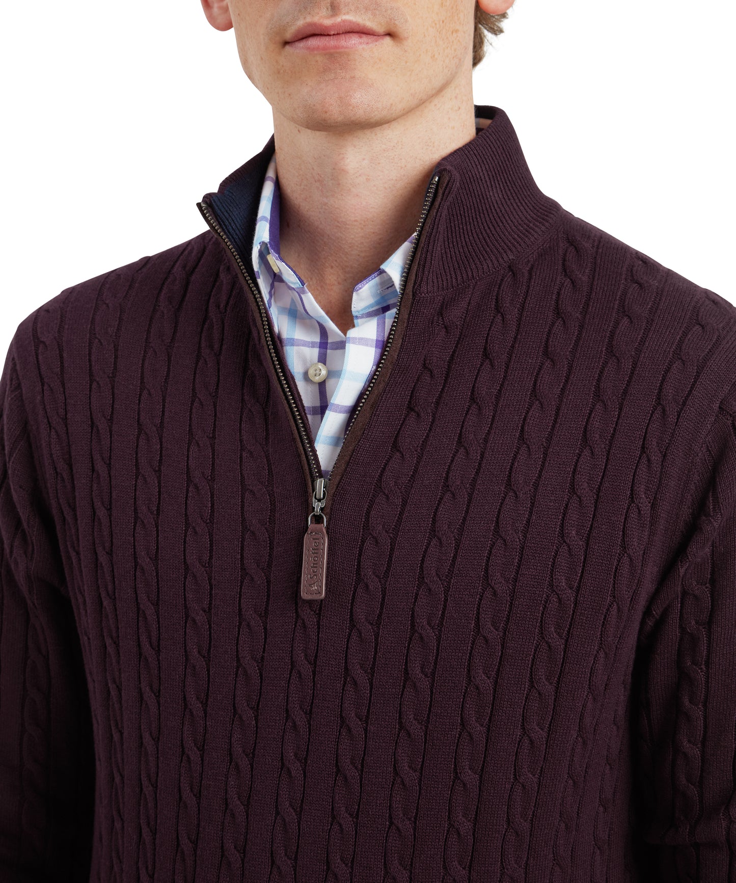 Calton Cotton Cashmere Cable 1/4 Zip Jumper