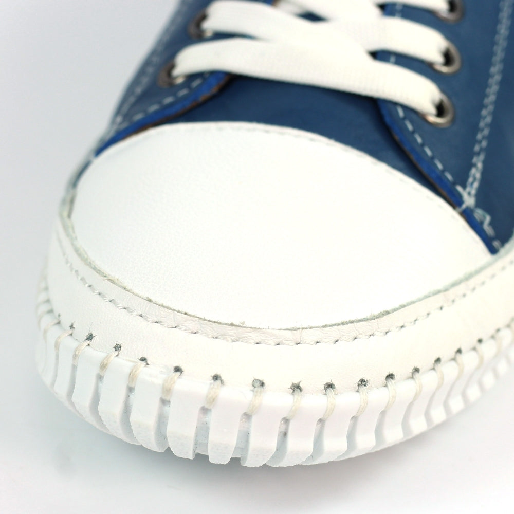 Lunar Truffle II Mid Blue Leather Plimsoll