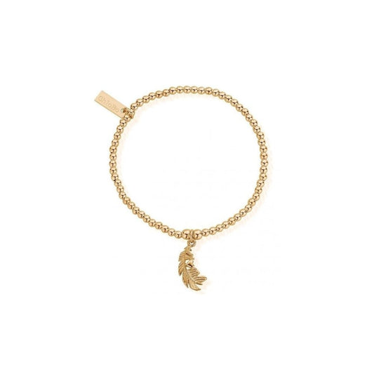 Gold Cute Heart In Feather Bracelet