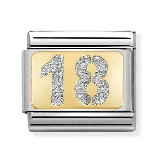 Classic Gold Glitter Number 18 Charm