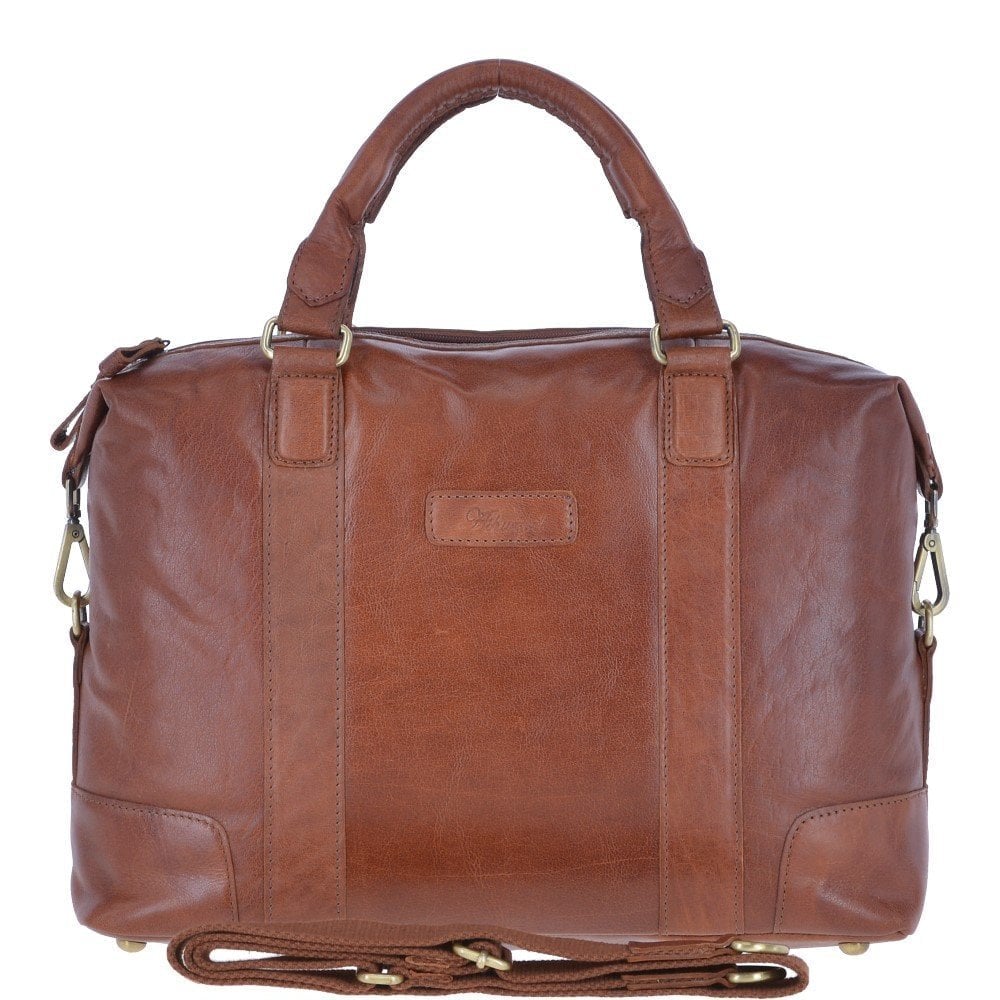 Leather Vintage Laptop Work Bag - Honey