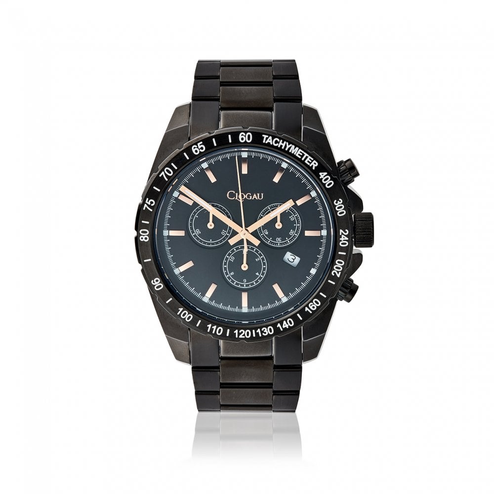 Mens Black and Rose Gold Sports watch