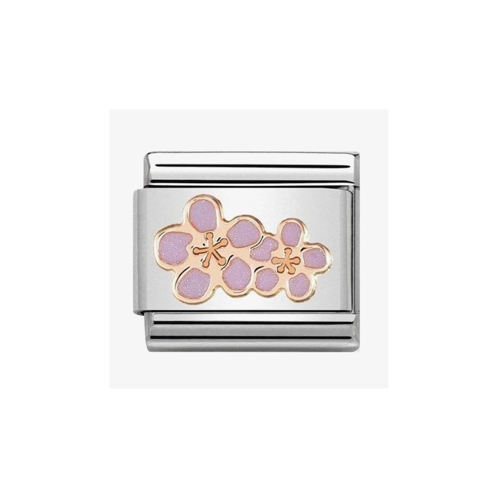 Classic Steel Enamel , Gold 375 Peach Flowers