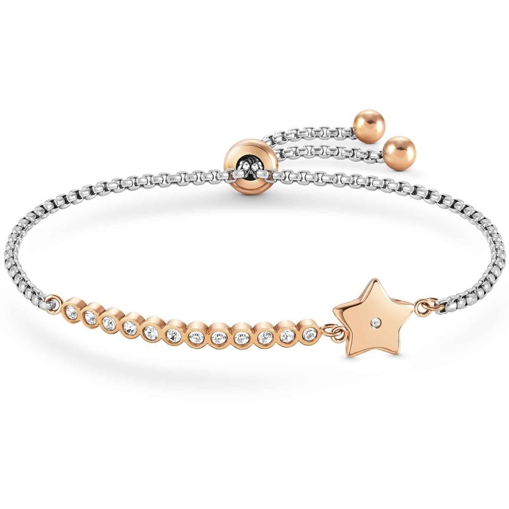 Milleluci Two-Tone Cubic Zirconia Star Toggle Bracelet