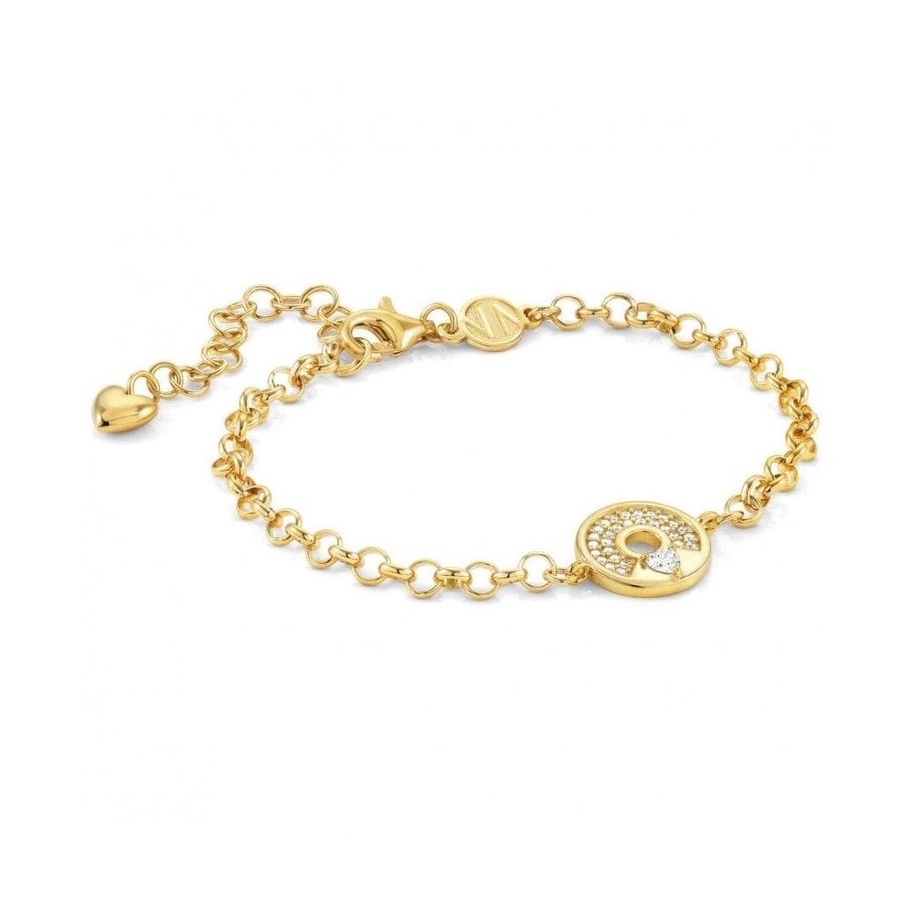 Sentimental Zirconia Yellow Gold Heart Bracelet