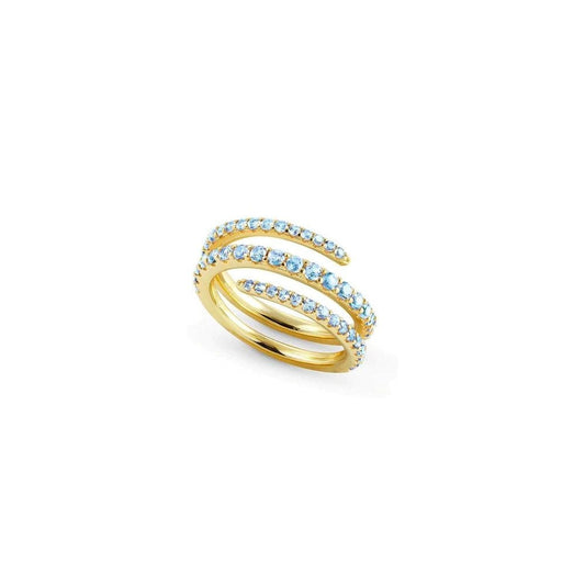 Lovelight Ring In Silver and Cubic Zirconia Light Blue Fin, Yellow Gold Size 13