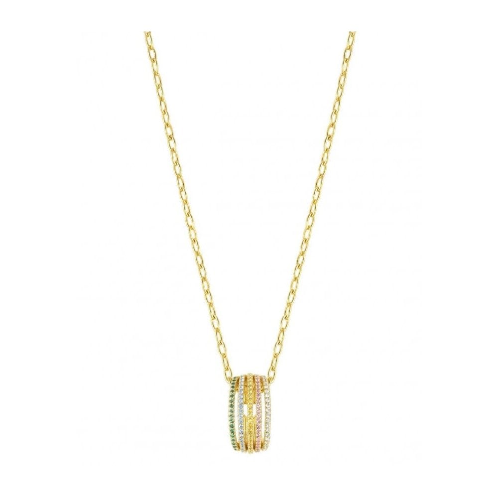 Lovelight Sterling Silver Gold Plated Necklace With Rainbow Cubic Zirconia